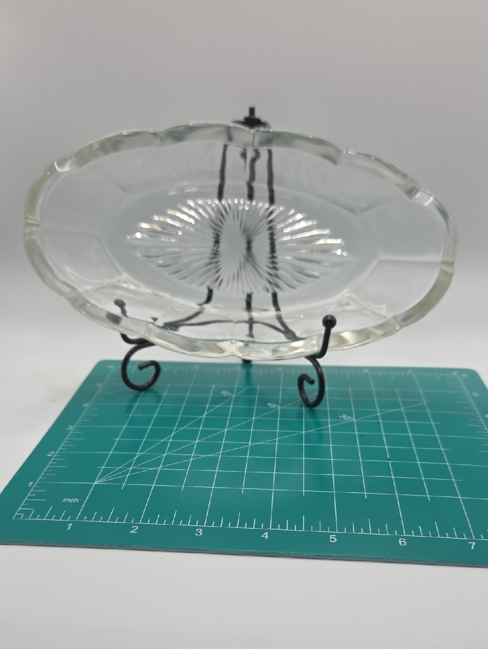 Clear Pressed Glass Oval Serving Platter - Scalloped Edge Vintage